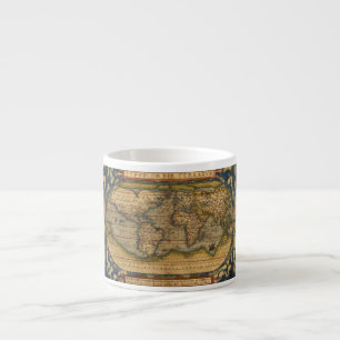 Ortelius 1570 World Map: Antique Cartography Espresso Cup