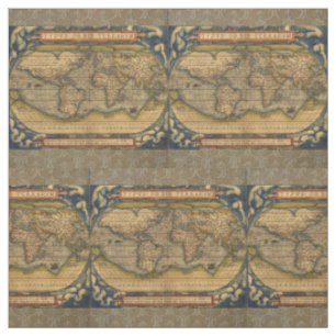 Ortelius 1570 World Map: Antique Cartography Fabric