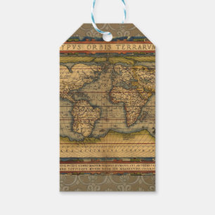 Ortelius 1570 World Map: Antique Cartography Gift Tags