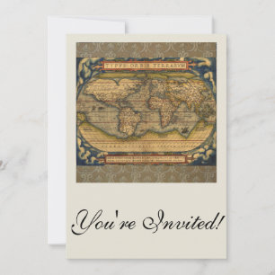 Ortelius 1570 World Map: Antique Cartography Invitation