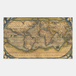 Ortelius 1570 World Map: Antique Cartography Rectangular Sticker