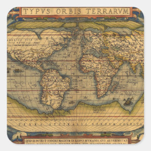 Ortelius 1570 World Map: Antique Cartography Square Sticker