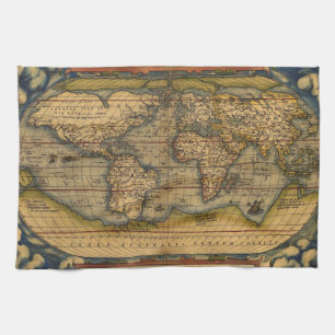 Ortelius 1570 World Map: Antique Cartography Tea Towel