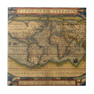 Ortelius 1570 World Map: Antique Cartography Tile