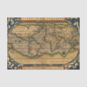 Ortelius 1570 World Map: Antique Cartography Tissue Paper