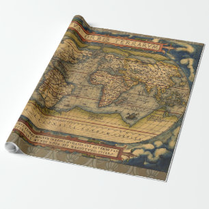 Ortelius 1570 World Map: Antique Cartography Wrapping Paper