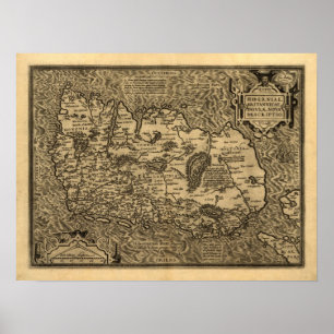 Ortelius’ Map of Ireland (1598) Poster
