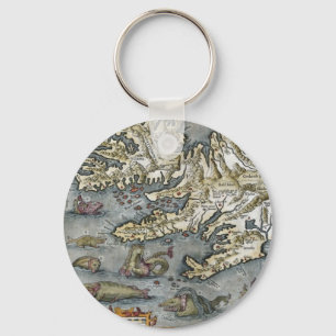 Ortelius Map Sea Monsters Keychain