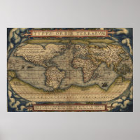 Ortelius World Map Circa 1590