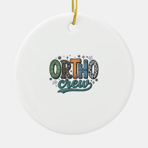 Ortho Crew Vintage Dental Team Vector Design_1 Ceramic Tree Decoration