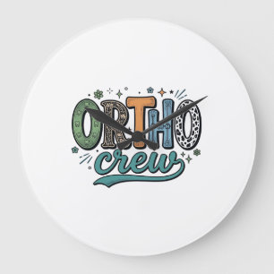Ortho Crew Vintage Dental Team Vector Design_1 Large Clock
