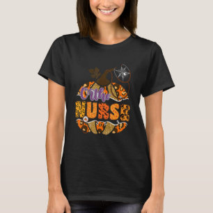 Ortho Nurse Stethoscope Halloween Pumpkin Leopard  T-Shirt