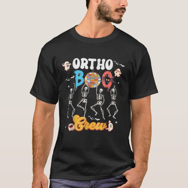 Ortho Orthopaedic Halloween Boo Crew Dance Skeleto T-Shirt (Front)
