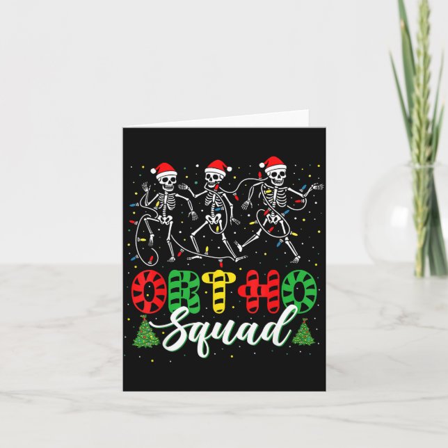 Ortho Squad Christmas Three Santa Skeletons Proud  Card (Front)