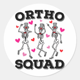 Ortho Squad Dancing Skeleton Valentine Classic Round Sticker
