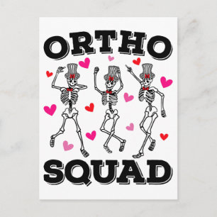 Ortho Squad Dancing Skeleton Valentine Postcard