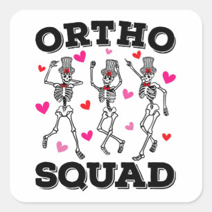 Ortho Squad Dancing Skeleton Valentine Square Sticker