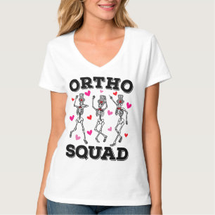 Ortho Squad Dancing Skeleton Valentine Women V T-Shirt