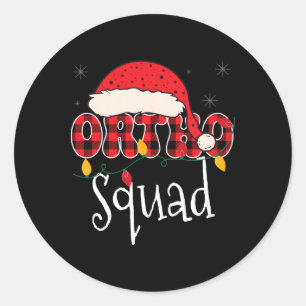 Ortho Squad Plaid Fun Christmas Orthopedics Crew X Classic Round Sticker