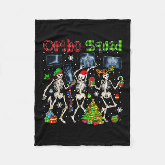 Ortho Squad Xmas Three Santa Reindeer Elf X-ray Sk Fleece Blanket