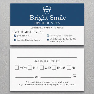 Orthodontics Office Appointment Reminder   Business Card
