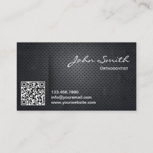 Orthodontist Black Metal QR Code Business Card