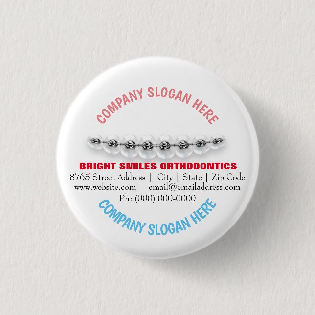 Orthodontist Braces Dental Service Promo Button (Front)