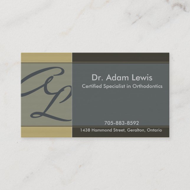 Orthodontist Business Card - Monogram (Front)