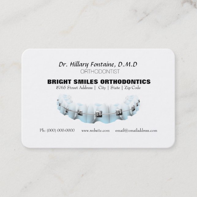 Orthodontist Business Card With Appointment Card (Front)