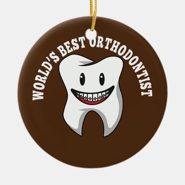 Orthodontist Dentist Teeth Braces Orthodontics Ceramic Tree Decoration (Front)