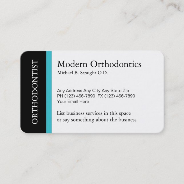 Orthodontist Medical Professional Business Card (Front)