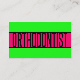 Orthodontist Neon Green and Hot Pink Business Card