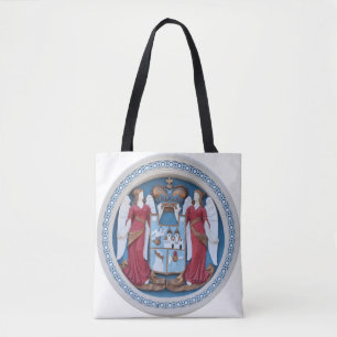 orthodox angels seal religion symbol stucco timiso tote bag
