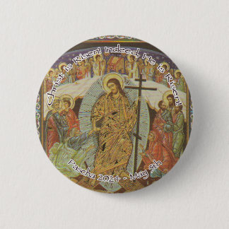 Orthodox Christian Christ is Risen English 2024 6 Cm Round Badge
