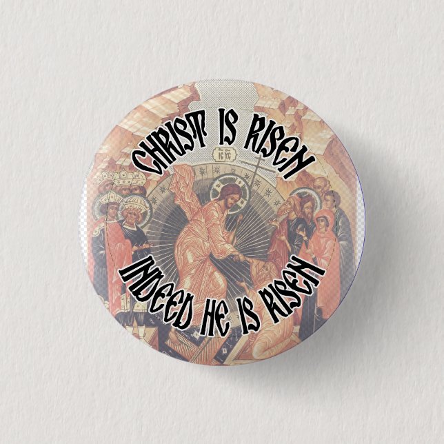 Orthodox Christian Christ is Risen Small Button (Front)