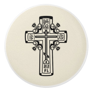 Orthodox Christian cross Ceramic Knob