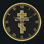 Orthodox Christian Cross Large Clock<br><div class="desc">Christ Pantocrator Orthodox Icon The Face Of Holy Christ Icon</div>