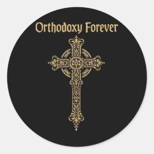 Orthodox Christian Cross Orthodoxy Forever Classic Round Sticker