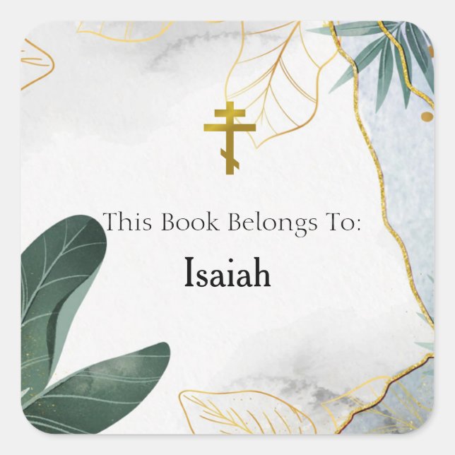 Orthodox Christian Customised Bookplate Square Sticker (Front)