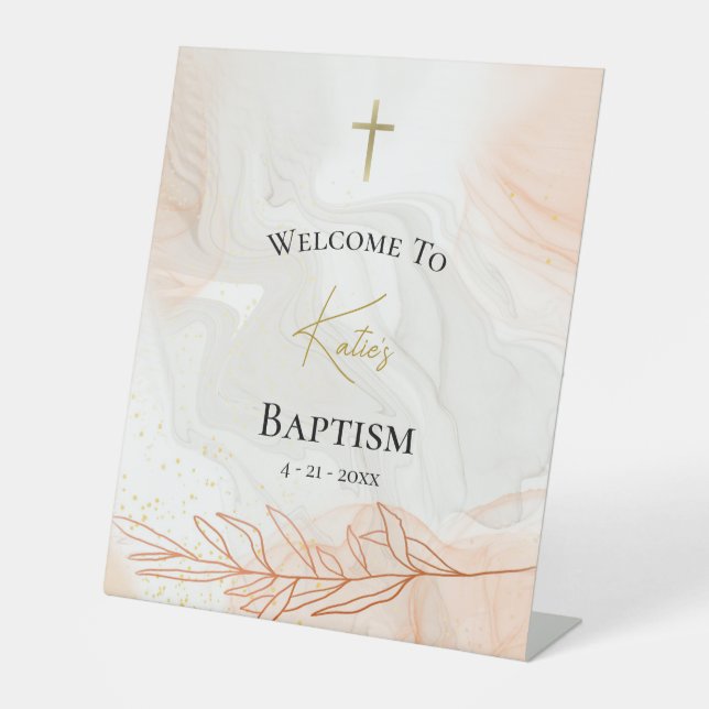 Orthodox Christian Waters of Light Baptism  Pedestal Sign (Front)