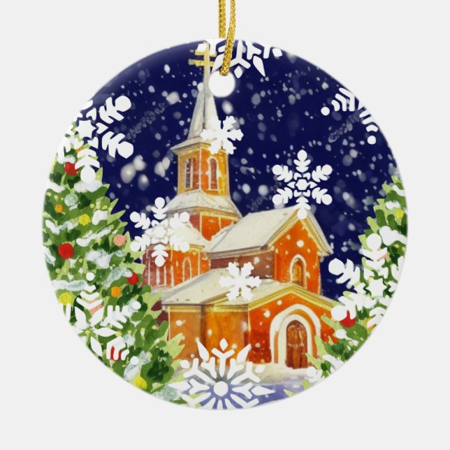 Orthodox Christmas Ceramic Tree Decoration (Front)