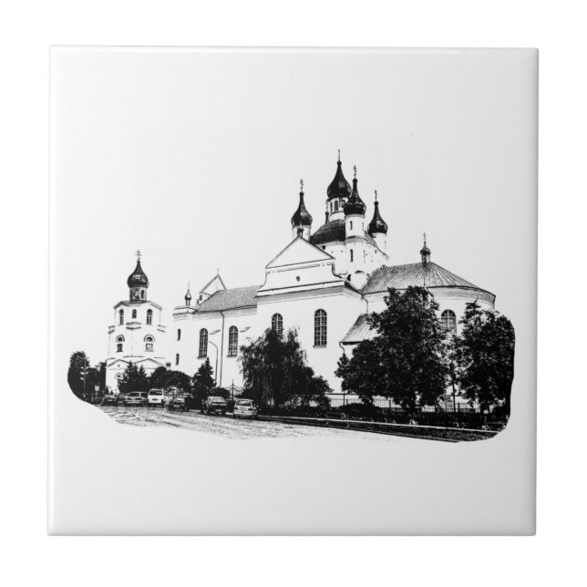 Orthodox Church Architecture Sketch Tile (Front)