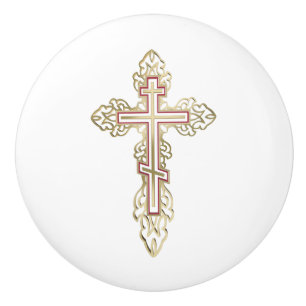 Orthodox cross ceramic knob