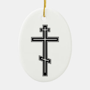 Orthodox cross ceramic tree decoration