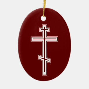 Orthodox cross ceramic tree decoration