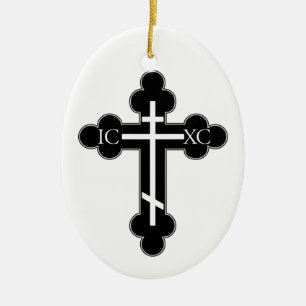 Orthodox cross ceramic tree decoration