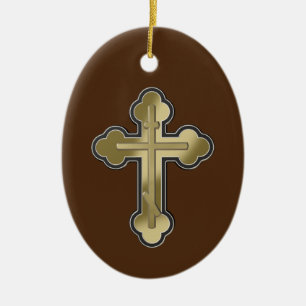Orthodox cross ceramic tree decoration