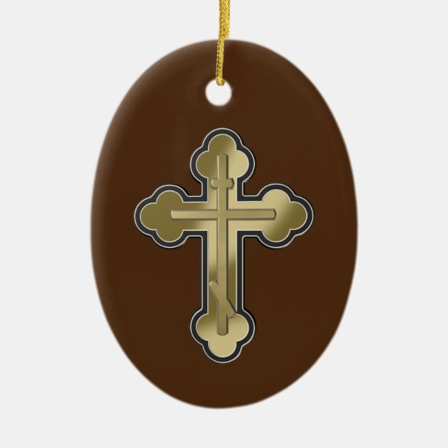 Orthodox cross ceramic tree decoration (Front)