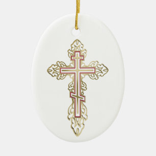 Orthodox cross ceramic tree decoration
