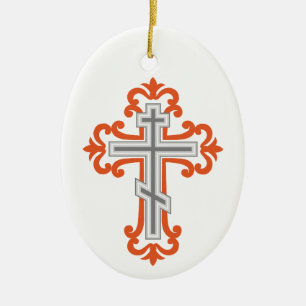 Orthodox cross ceramic tree decoration